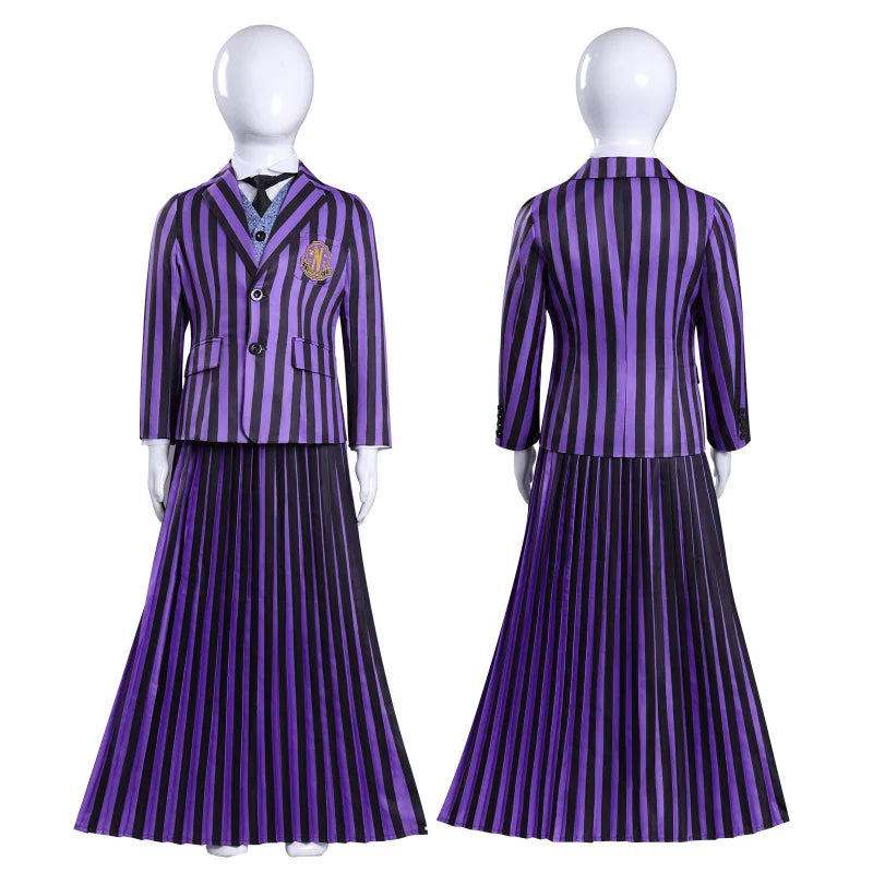 Gothic Academy Purple Striped Uniform Dress | Cosplay Costume Cosplay Costumes - The Eezee Shop