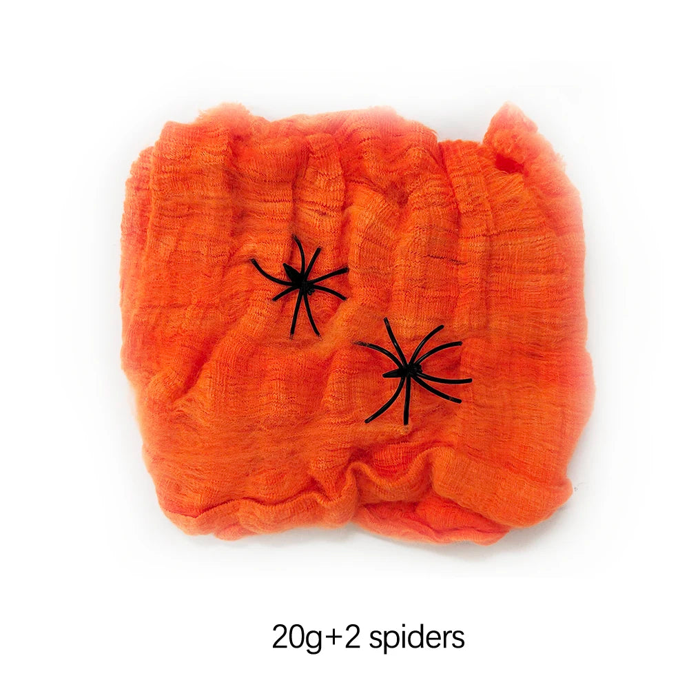 Glow Stretch Spider Web with Spiders | Halloween Cobweb Decor Halloween Decorations - The Eezee Shop