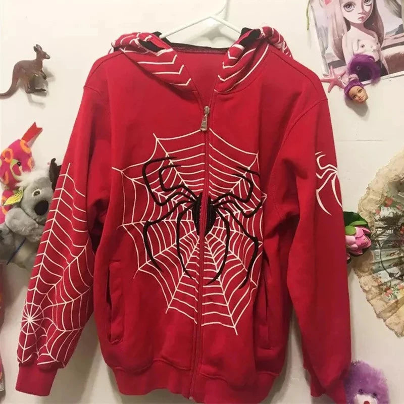 Rhinestone Skeleton Zip-Up Hoodie | Women's Gothic Oversized Hoodies & Sweatshirts - The Eezee Shop