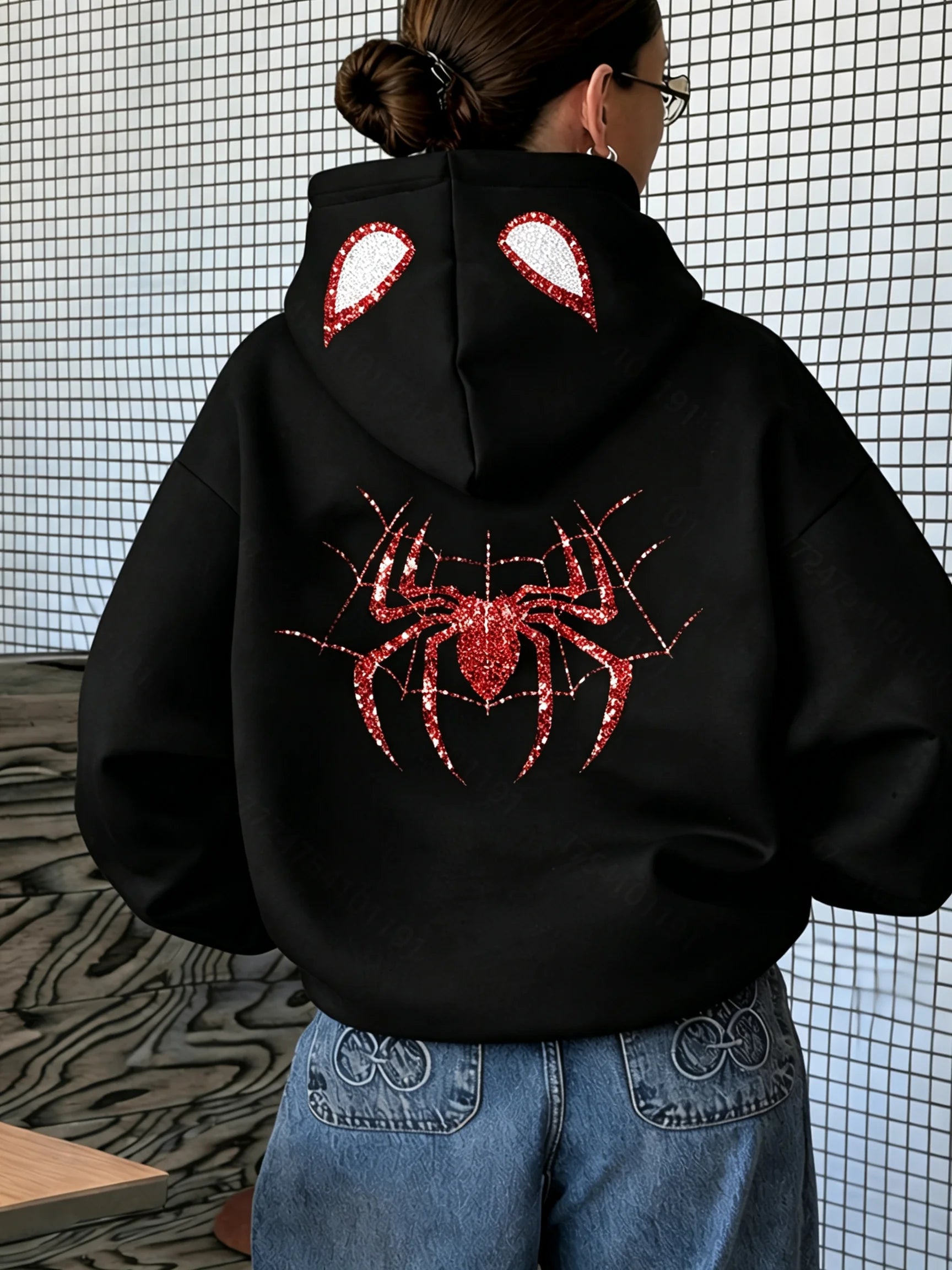 Women's Spider Graphic Hoodie | Casual Streetwear Pullover Hoodies & Sweatshirts - The Eezee Shop