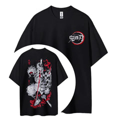 Demon Slayer: Kimetsu no Yaiba Cotton Unisex Round Neck Anime T-Shirt Men's and Women's Summer Fashion Breathable Street T-Shirt Anime Tshirts - The Eezee Shop