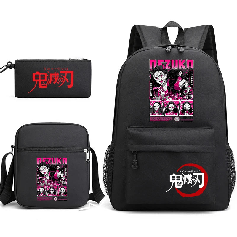 Demon Slayer Backpack 3-Piece Set | Shoulder Bag & Pencil Case Backpacks - The Eezee Shop