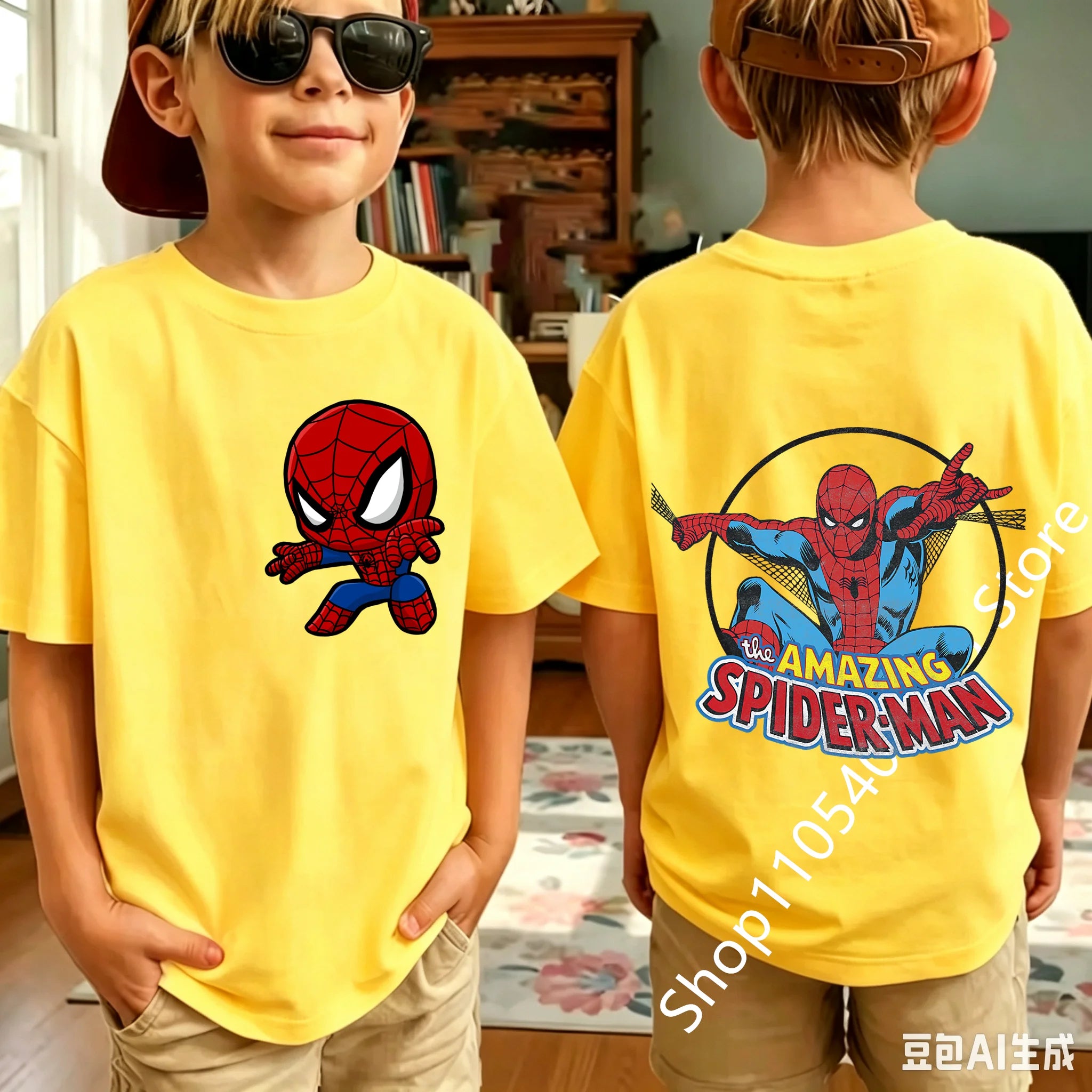 Kids Spider Hero Graphic Tee | Classic Character Print Shirt Graphic Tees - The Eezee Shop