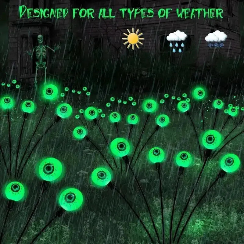 Solar Green Eyeball Stake Lights | 6-Head Waterproof Garden Lights Halloween Lights - The Eezee Shop