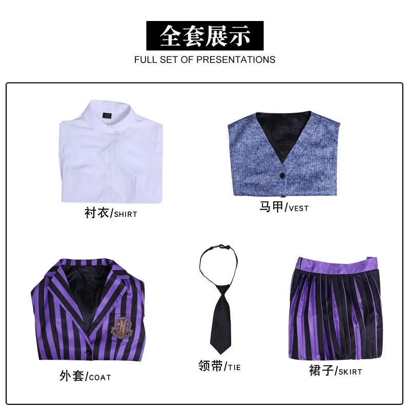 Gothic Academy Purple Striped Uniform Dress | Cosplay Costume Cosplay Costumes - The Eezee Shop