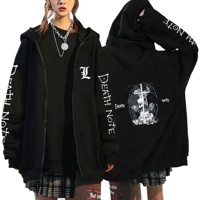 Death Note Zip-Up Hoodie | Misa, L & Ryuk Fleece Sweatshirt Hoodies & Sweatshirts - The Eezee Shop