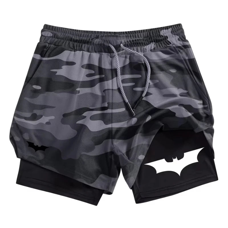 Bat Print 2-in-1 Gym Shorts | Men's Quick-Dry Shorts with Pocket Shorts - The Eezee Shop