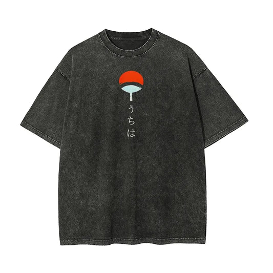 Naruto Itachi Uchiha T-shirt Akatsuki Crow Vintage Acid Wash Streetwear Oversized Retro Anime Grafische Katoenen Mannen Tees Top Anime Tshirts - The Eezee Shop