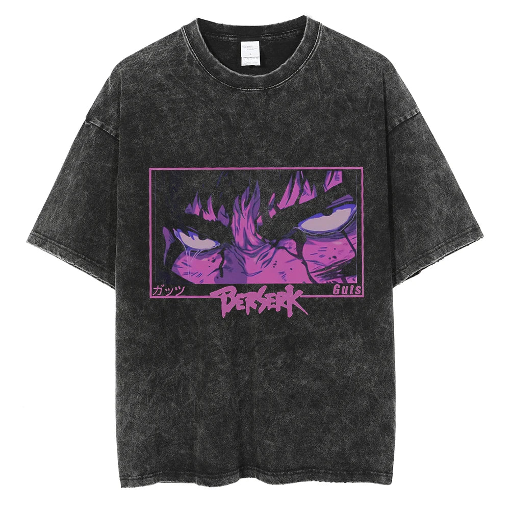 Hip Hop Men Streetwear T-Shirt Retro Vintage Washed Anime Graphic T Shirt Men Harajuku Cotton Casual Short Sleeve Tshirt Tops Anime Tshirts - The Eezee Shop