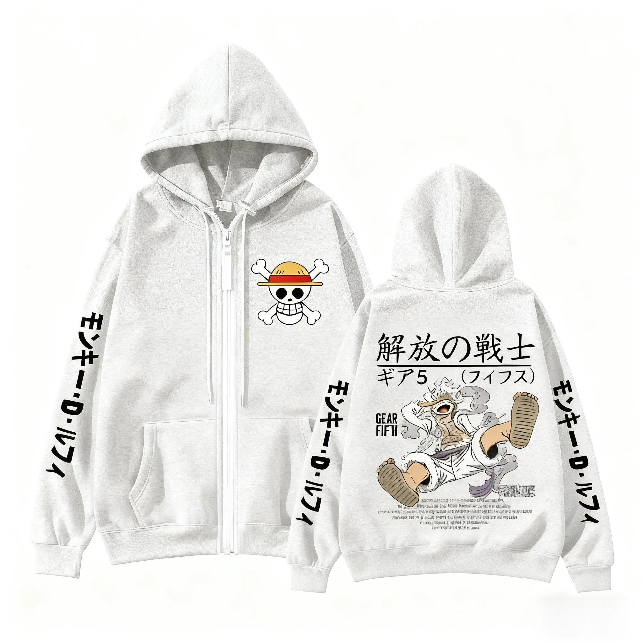 Luffy Gear 5 Zip-Up Hoodie | One Piece Unisex Sweatshirt Hoodies & Sweatshirts - The Eezee Shop