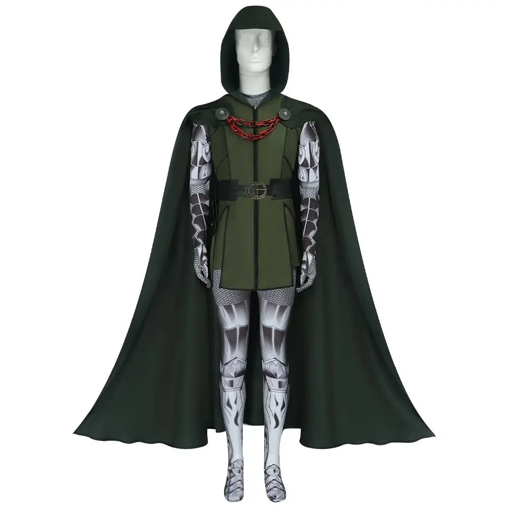 Doctor Doom Cosplay Costume | Green Vest Jumpsuit with Cape Set Cosplay Costumes - The Eezee Shop