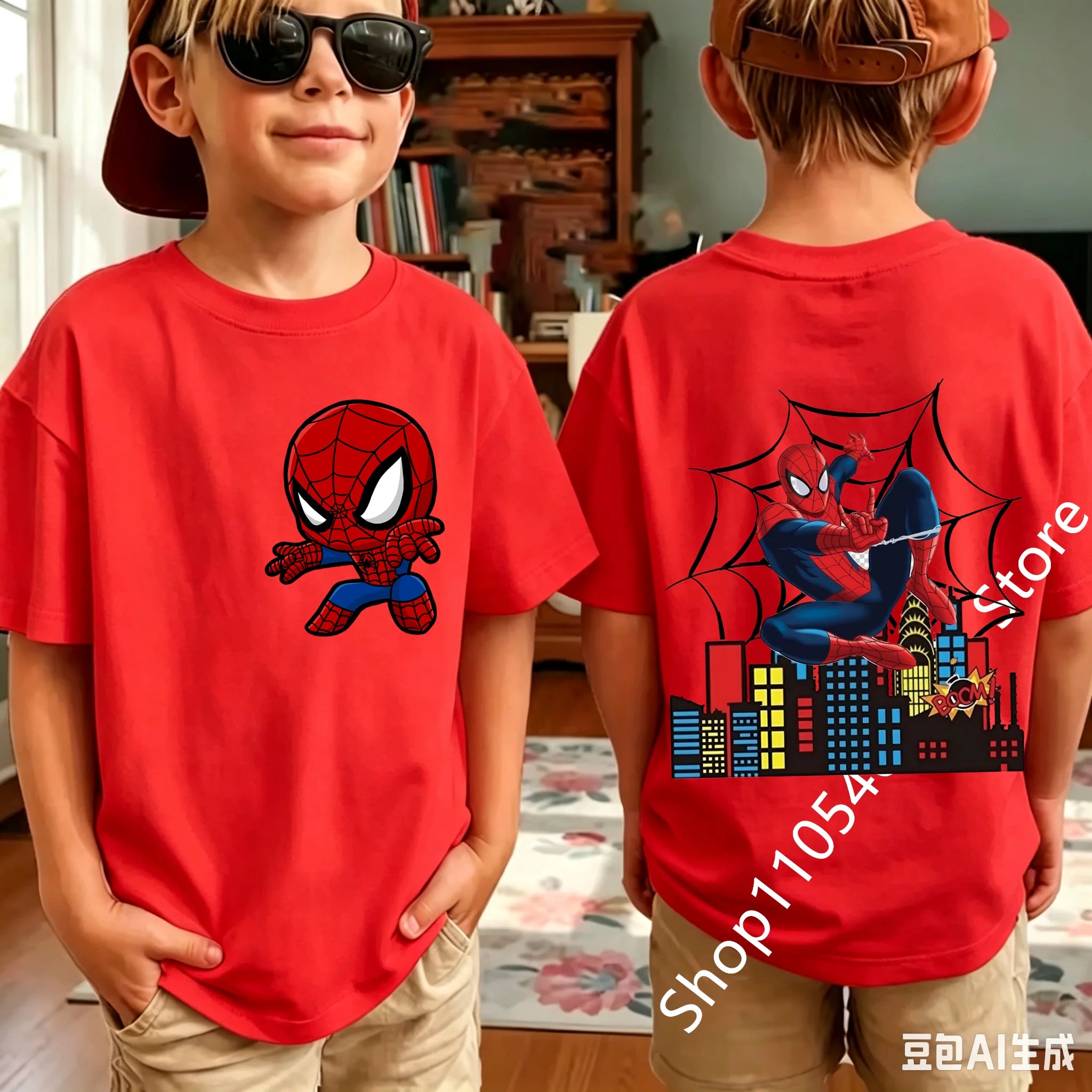 Kids Spider Character T-Shirt | Cute Breathable Summer Tee Graphic Tees - The Eezee Shop