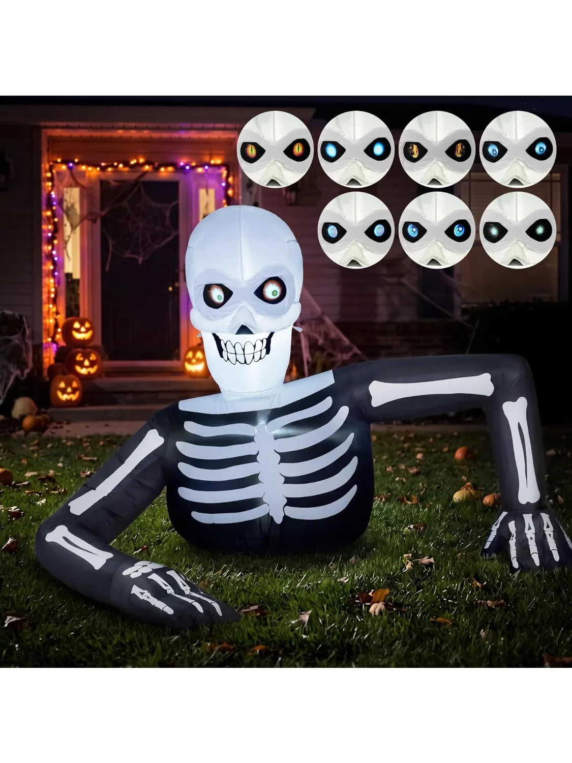 5.5ft Skeleton Inflatable with Animated LCD Eyes | Yard Decor Outdoor Halloween Decorations - The Eezee Shop