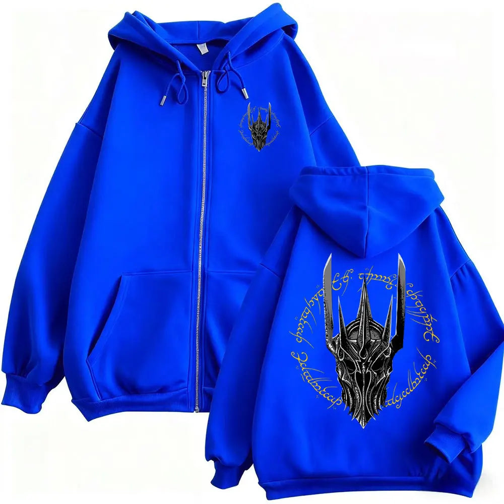 Sauron Eye Zip-Up Hoodie | Vintage Oversized Fantasy Jacket Hoodies & Sweatshirts - The Eezee Shop