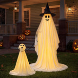 2Pcs Outdoor Halloween Decorations 55" Standing Ghost and 23" Dog Ghost Cute Set with Warm White LED Lights 8 Lightng Modes & Timer for Yard Lawn Party Favors and Halloween Decor Outside Indoor - The Eezee Shop