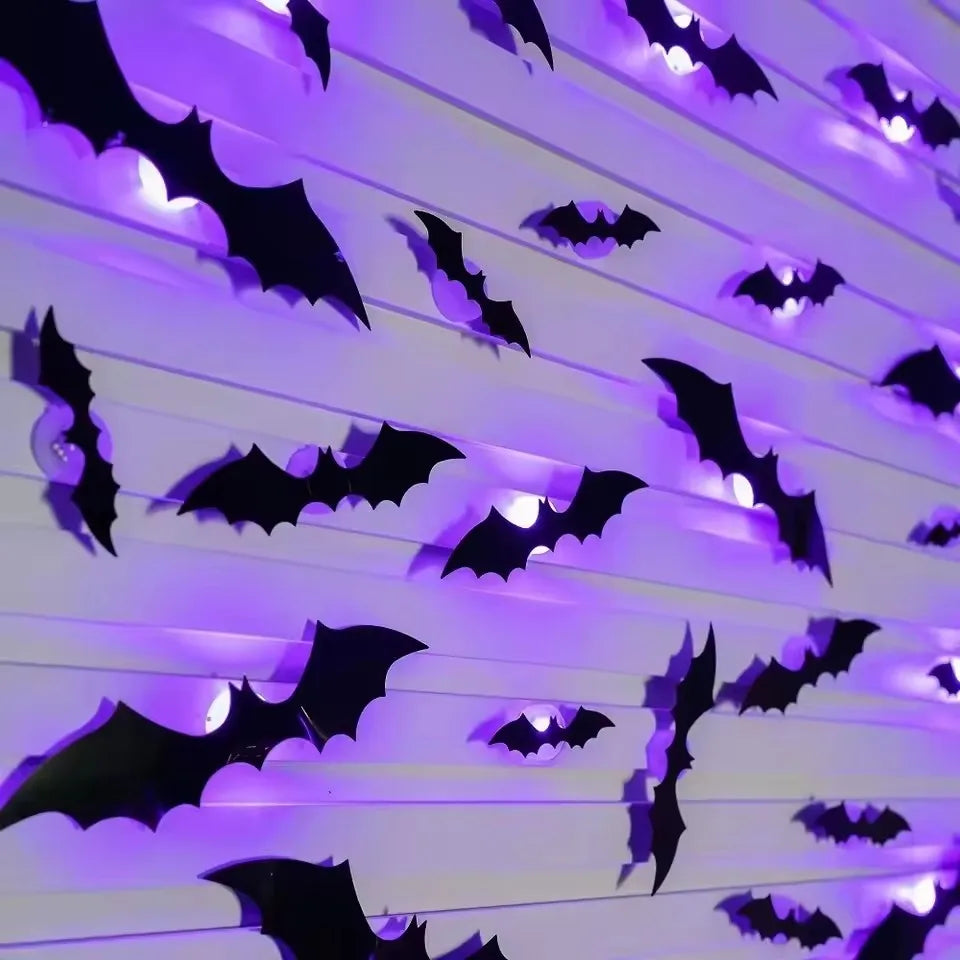 Halloween LED Night Light 3D Stereoscopic Bat Wall Decal PET Material Festival Party Home Wall Decoration Lamp - The Eezee Shop