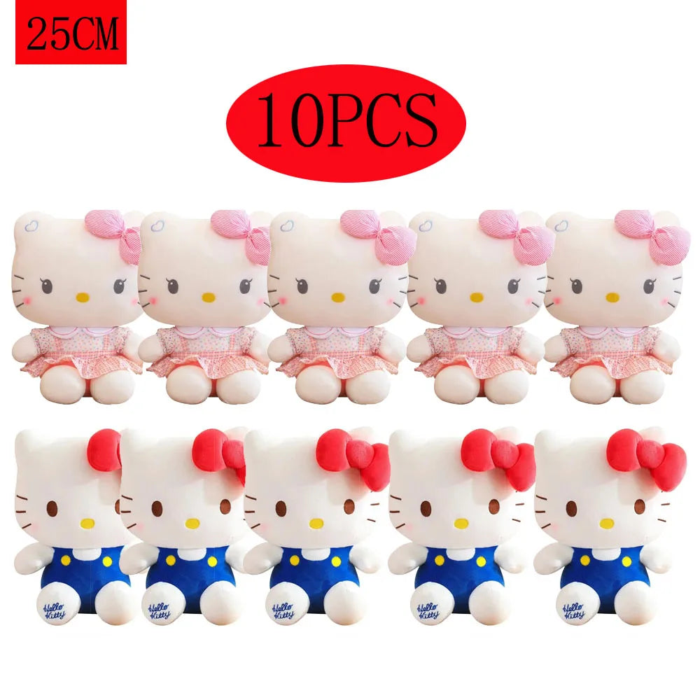NEW Hot 1-10pcs Sitting posture Hello Kitty Anime Hello Kitty Plush Toy Plush Pillow Girl Birthday Gift Kawaii Hello Kitty Doll