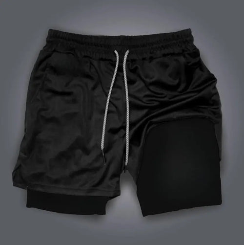 Summer Quick Dry Gym Shorts Man Demon Slayer Fashion Anime Print Double-layer Pants Streetwear Sportswear Fitness Beach Pants Performance shorts - The Eezee Shop