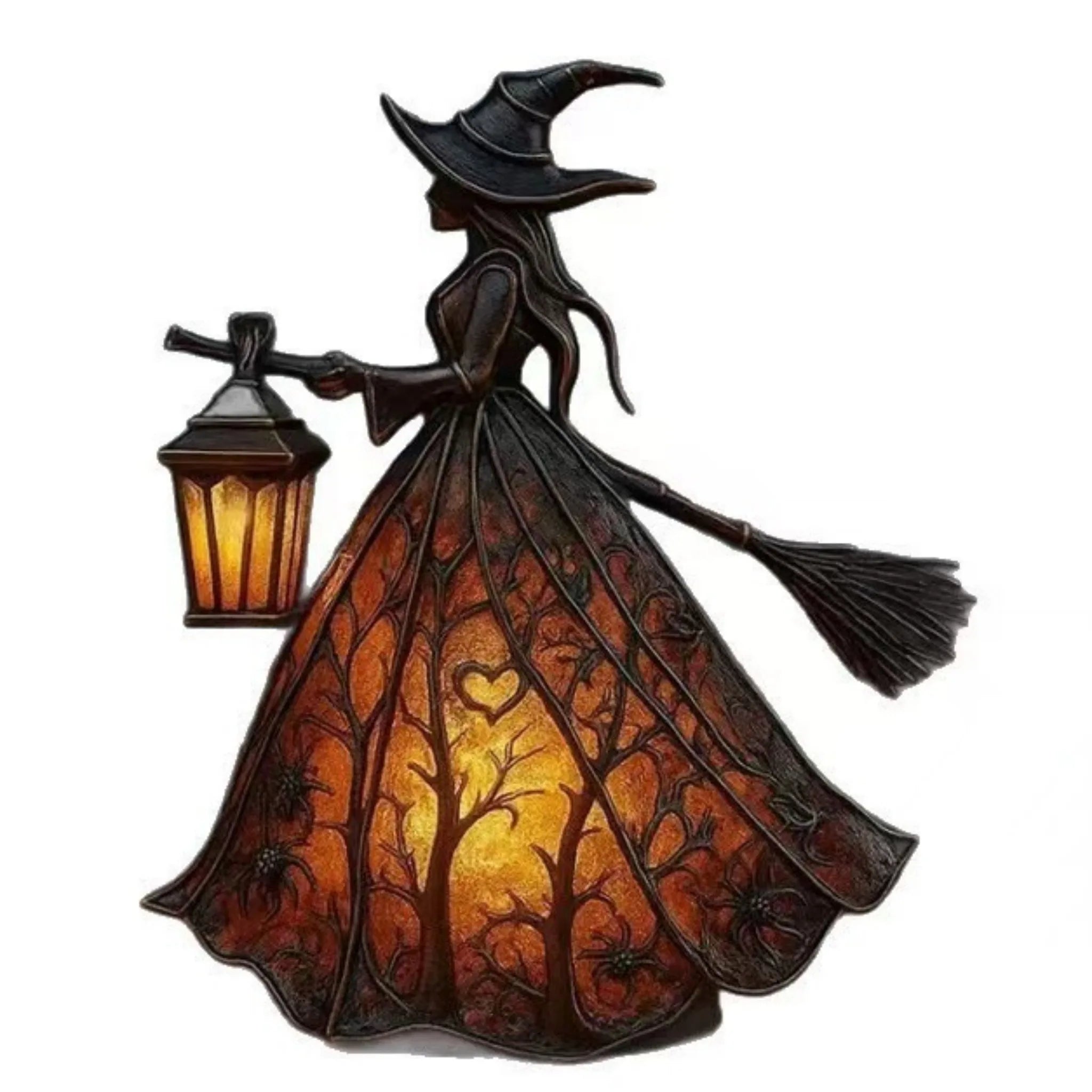 Witch Lantern Resin Night Light | Gothic Halloween Lamp with Broom Lamps & Night Lights - The Eezee Shop