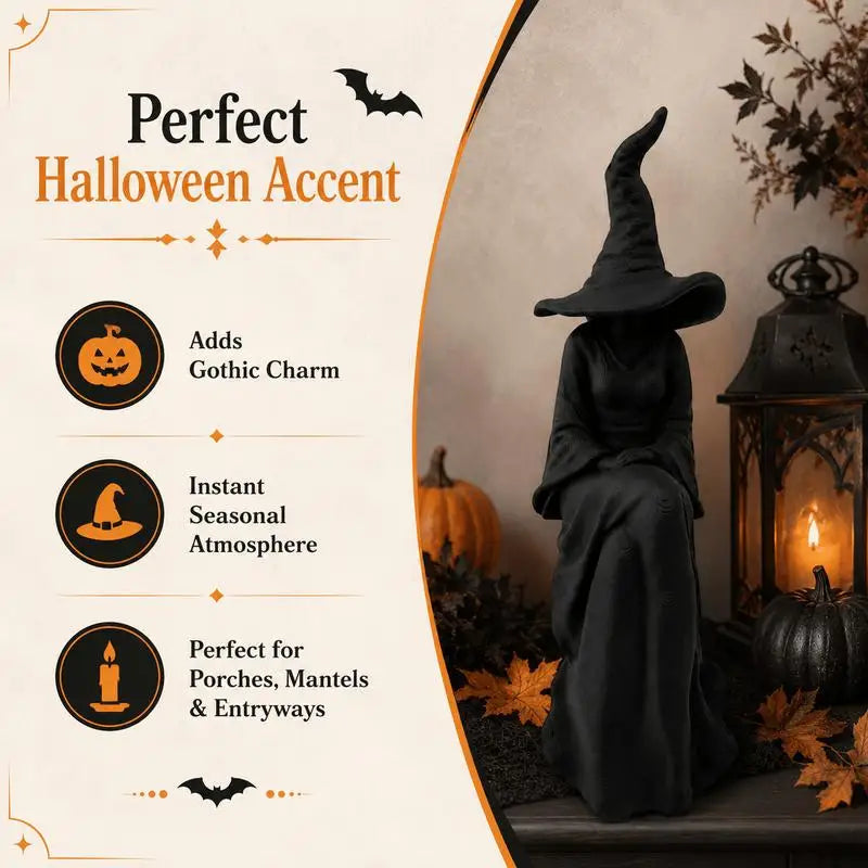 Seated Faceless Witch Figurine | Gothic Shelf Hanging Decor Halloween Figurines - The Eezee Shop