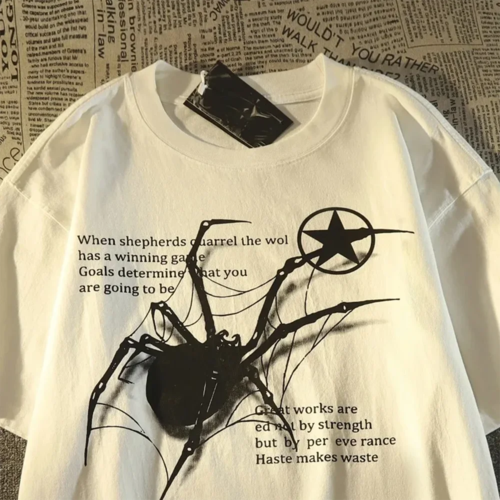 Y2K Korean Streetwear Spider Graphic Acubi Harajuku Egirl Grunge Other - The Eezee Shop
