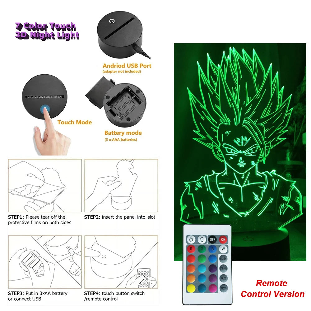 Dragon Ball Z 3D Figure Lamp | Goku, Vegeta, Gohan & Broly Lamps & Night Lights - The Eezee Shop