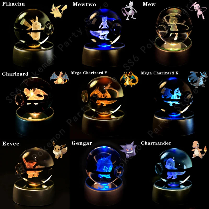 Pokemon 3D Crystal Ball Night Light | Mewtwo, Pikachu & Gengar Lamps & Night Lights - The Eezee Shop