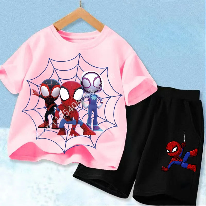 Spider Hero Kids Summer Set | Short Sleeve Top & Shorts Outfit Sets - The Eezee Shop