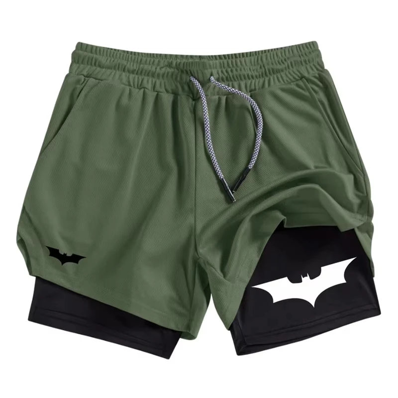 Bat Print 2-in-1 Gym Shorts | Men's Quick-Dry Shorts with Pocket Shorts - The Eezee Shop