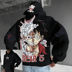 Monkey D. Luffy Gear 5 Sun God Nika One Piece Hoodie Unisex Anime Streetwear Casual Outerwear
