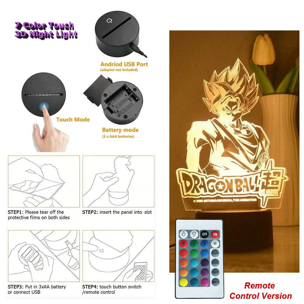 Dragon Ball Z 3D Figure Lamp | Goku, Vegeta, Gohan & Broly Lamps & Night Lights - The Eezee Shop