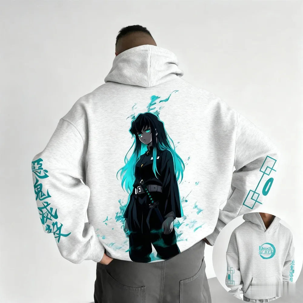 Muichiro Tokito Fleece Hoodie | Demon Slayer Plus Size Pullover Hoodies & Sweatshirts - The Eezee Shop