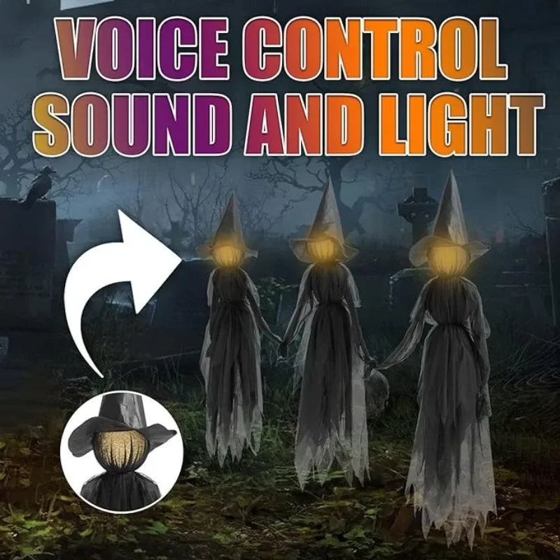 Light-Up Hand-Holding Witches | Sound-Activated Halloween Decor Halloween Decorations - The Eezee Shop