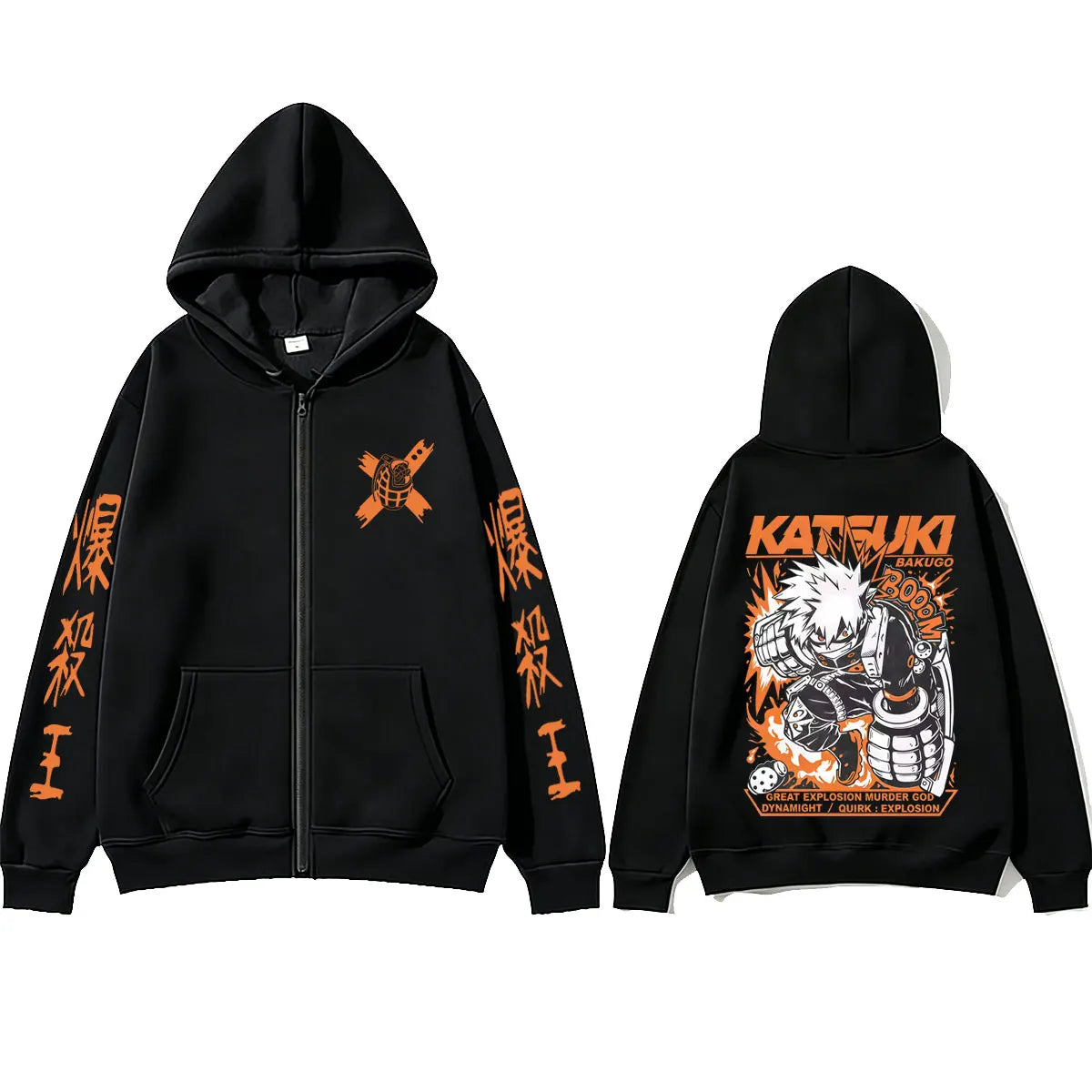 Bakugo Katsuki Zip-Up Hoodie | My Hero Academia Oversized Jacket Hoodies & Sweatshirts - The Eezee Shop