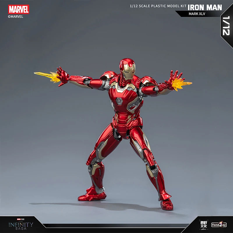 Marvel Iron Man model kit on a gray background