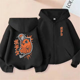 Pochita Washed Zip-Up Hoodie | Chainsaw Man Retro Jacket Hoodies & Sweatshirts - The Eezee Shop