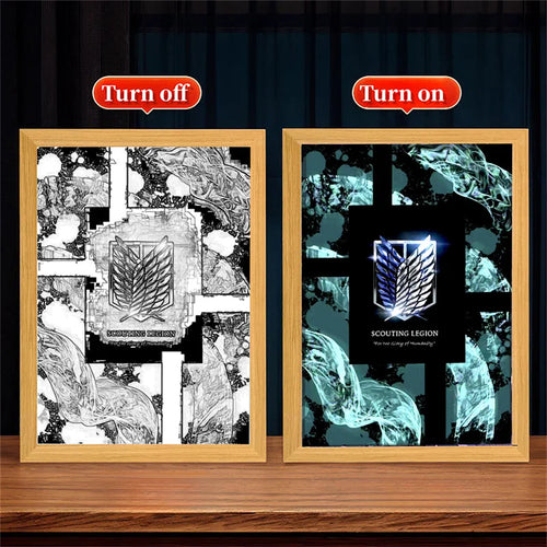 Attack on Titan LED Night Light Painting Frame Anime Wall Decor for Bedroom & Gaming Setup Anime Lamps - The Eezee Shop