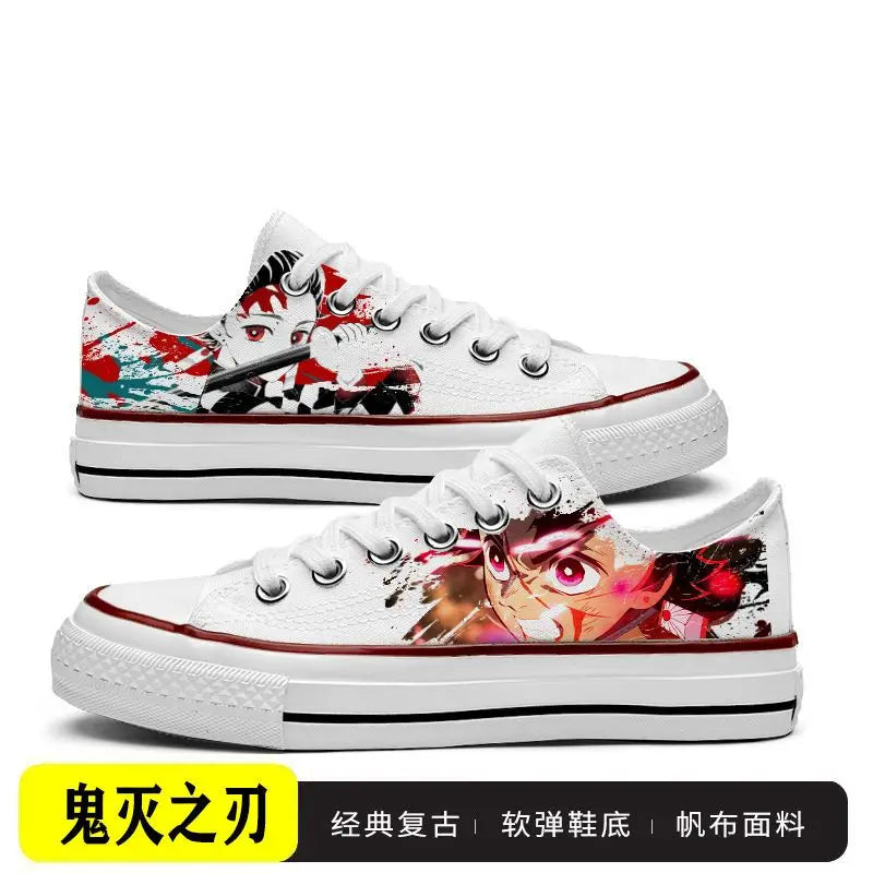 Tanjiro Canvas Sneakers | Demon Slayer Low-Top Graffiti Shoes Sneakers - The Eezee Shop
