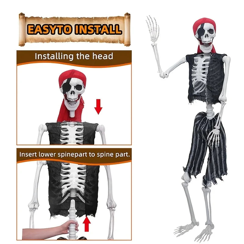 Life-Size Realistic Human Skeleton | Pirate Party Halloween Prop Outdoor Halloween Decorations - The Eezee Shop