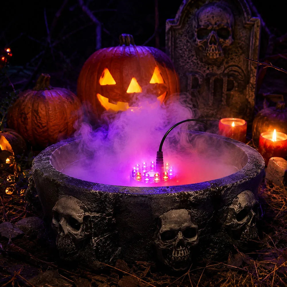 Halloween Smoke Fog Machine,Mini LED Pumpkin Light,Fogger Water Fountain Pond Fog Machine,Halloween Outdoor Decoration - The Eezee Shop
