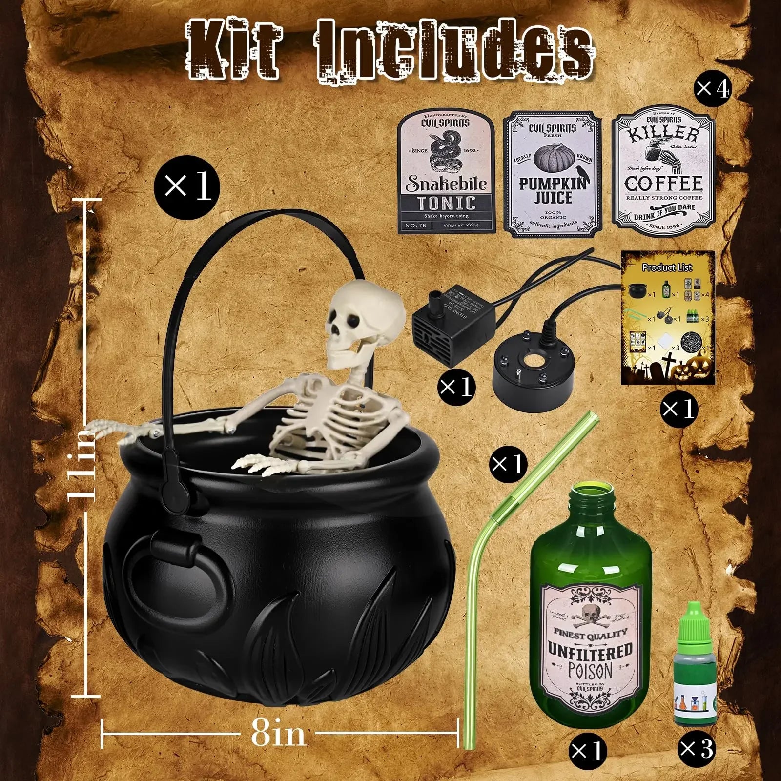 Witch Cauldron with LED Fog Mister | Skeleton Halloween Decor Halloween Decorations - The Eezee Shop
