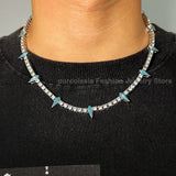 Lightning Pendant Tennis Necklace | Purple Iced Out CZ Chain Jewelry - The Eezee Shop