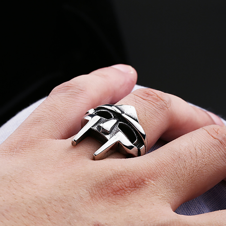Pharaoh Villain Mask Ring | Gothic Stainless Steel Punk Ring Jewelry - The Eezee Shop
