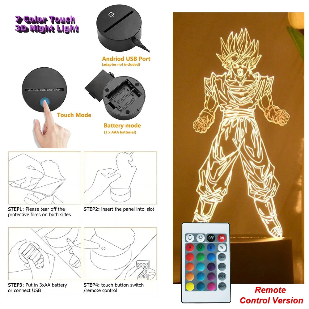 Dragon Ball Z 3D Figure Lamp | Goku, Vegeta, Gohan & Broly Lamps & Night Lights - The Eezee Shop