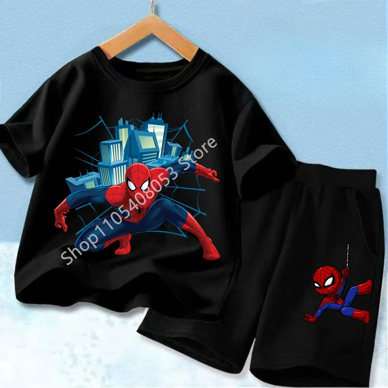 Kids Spider Hero T-Shirt & Shorts Set | Summer Outfit 3-12Y Outfit Sets - The Eezee Shop