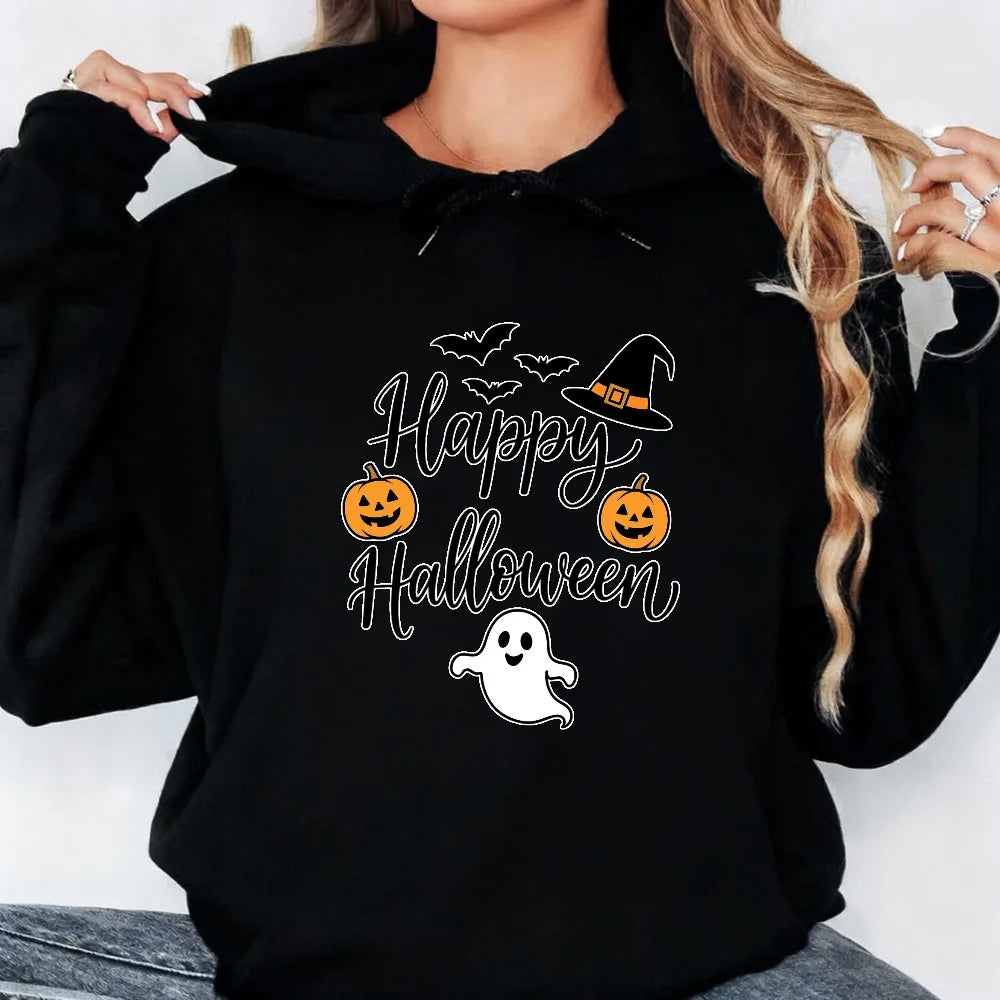 Happy Halloween Slogan Hoodie | Unisex Witch Hat Pumpkin Pullover Hoodies & Sweatshirts - The Eezee Shop