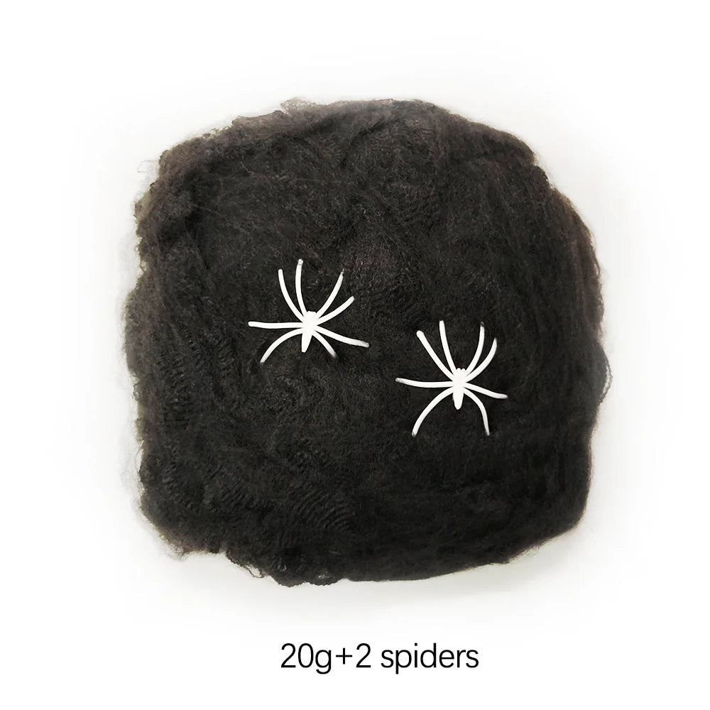 Glow Stretch Spider Web with Spiders | Halloween Cobweb Decor Halloween Decorations - The Eezee Shop