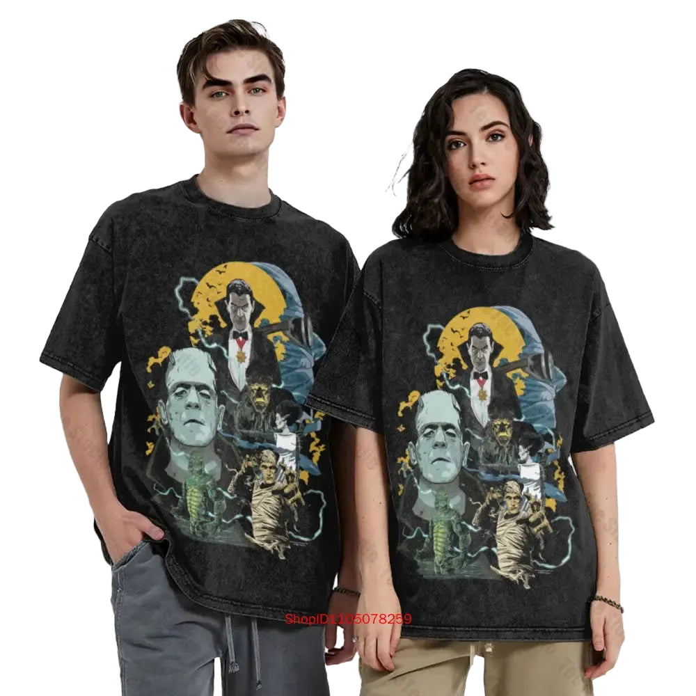 Monster Mash Dracula & Frankenstein T-Shirt | Vintage Oversized Tee Graphic Tees - The Eezee Shop