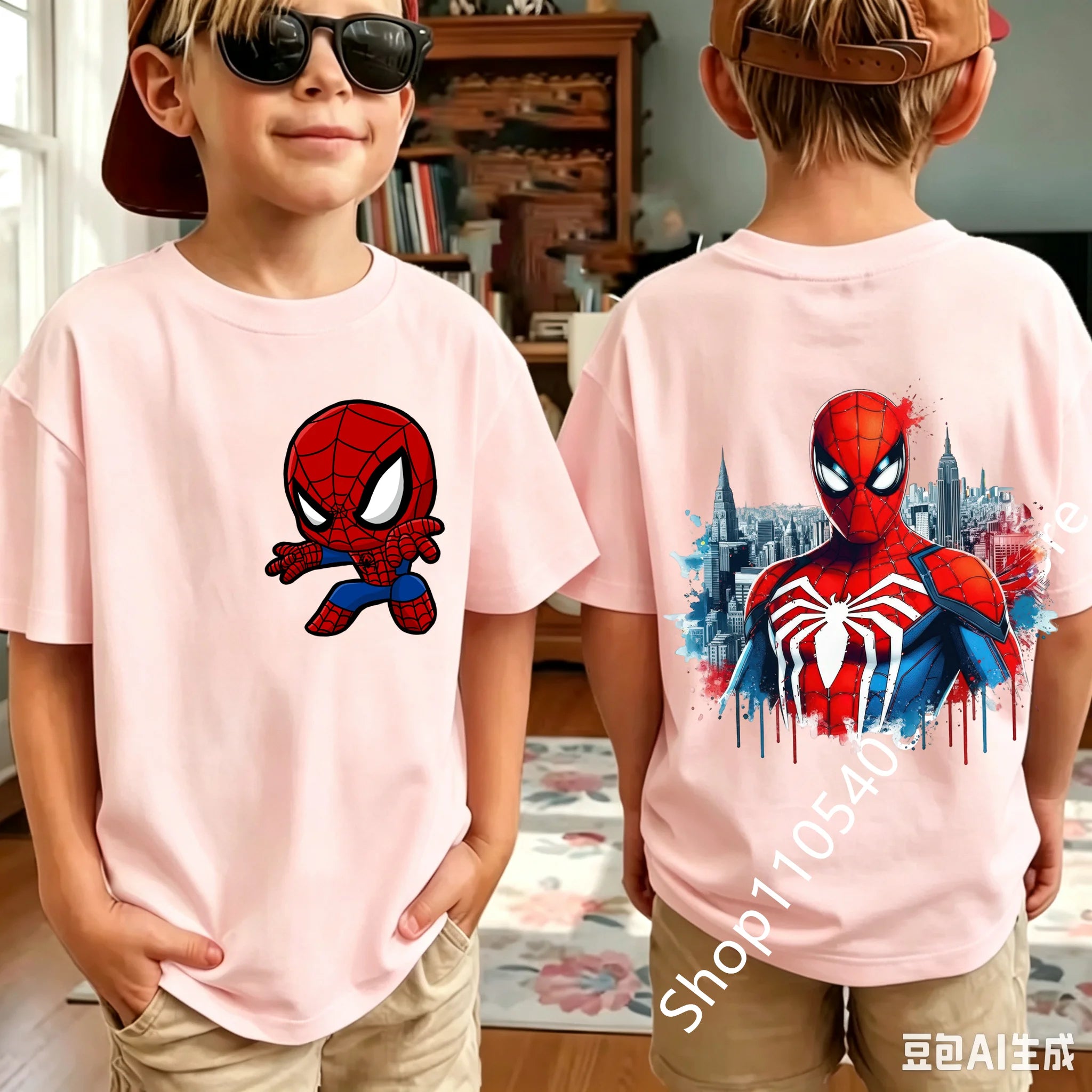 Kids Spider Character T-Shirt | Cute Breathable Summer Tee Graphic Tees - The Eezee Shop
