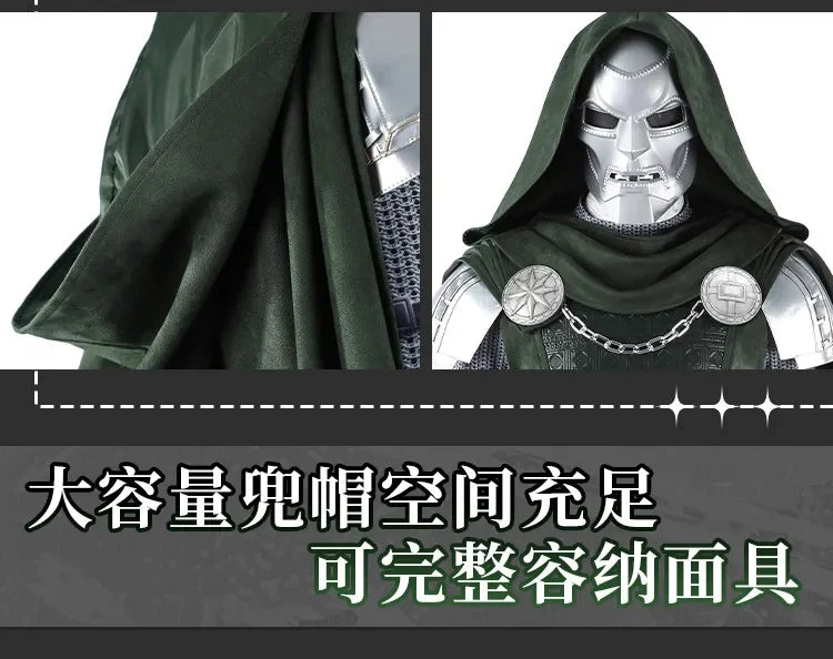 Doctor Doom Armor Cosplay Costume | Green Hooded Cape & Mask Set Cosplay Costumes - The Eezee Shop